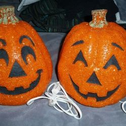 Vintage Halloween Pumpkin Ligh Up Lamps. 