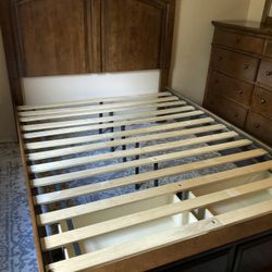Wood Bed Frame  Double With Storage Drawers