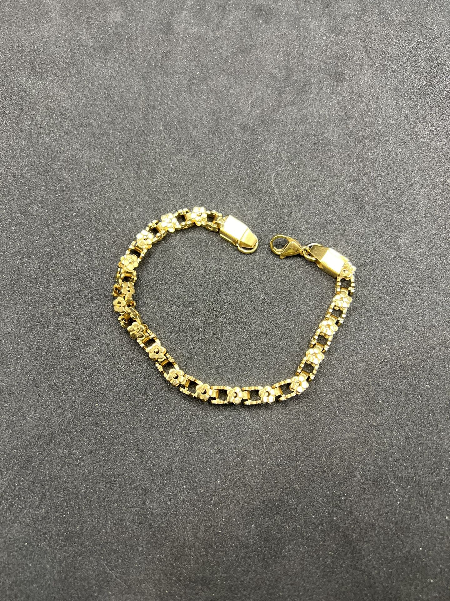 Flower Stainless Steel Gold Chain Bracelet