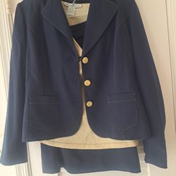 NEW Women's 3 Piece Navy Suit W/ Gold Accents