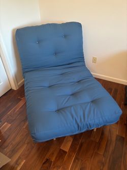 Blue Tufted Futon Mattress with Frame