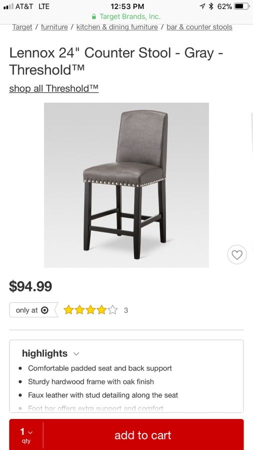 Lennox 24 Counter Stool Gray Threshold For In Montebello 50sold