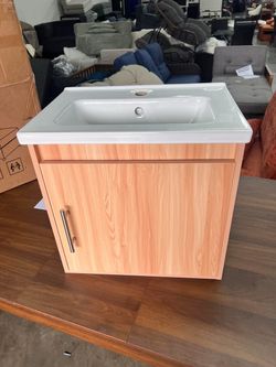 20" Floating Vanity with Sink, Soft-Close Storage - Wall Mount Bathroom Cabinet, Plywood