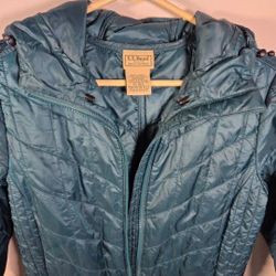 LL Bean Primaloft Quilted Puffer Trench Coat Women Xs