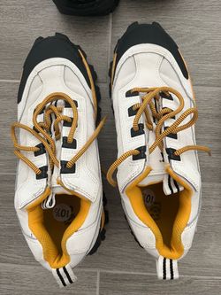 White and Yellow Chunky Lace-Up Sneakers