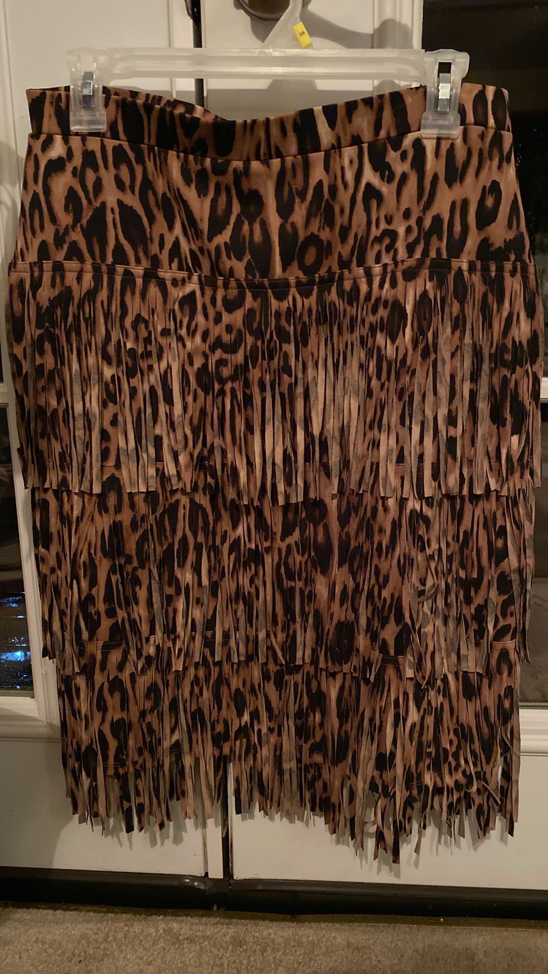 Chico Leopard Print Skirt Size 1 Polyester 4% Spandex