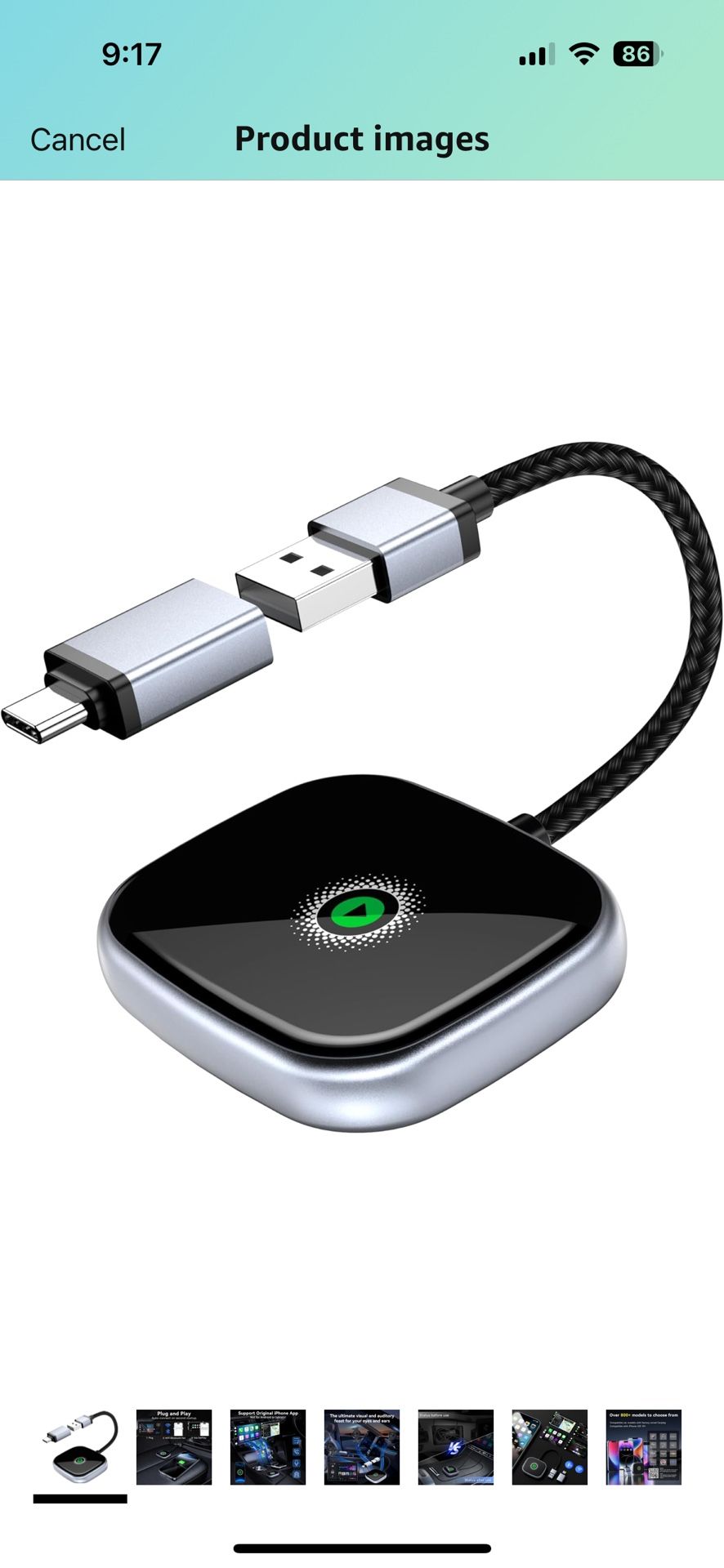 Wireless CarPlay Adapter, Wireless Car Screen Adapter for iPhone-Easily Upgrade Wired CarPlay to Unwired Connectivity, Includes USB-A to USB-C Dongle,