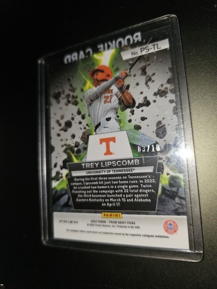 True GOLD RC TREY LIPSCOMB 2022 PRIZM POWER SURGE SERIAL # 3/10 RC