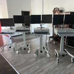 Tyke Medical Computer Cart with Two (2) 15 Inch X 23 Inch Computer Monitors - can be used with Single or Double Monitors