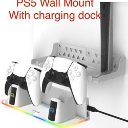 Brand New In Box PS5 Wall Mount Kit With Charging Station. 
