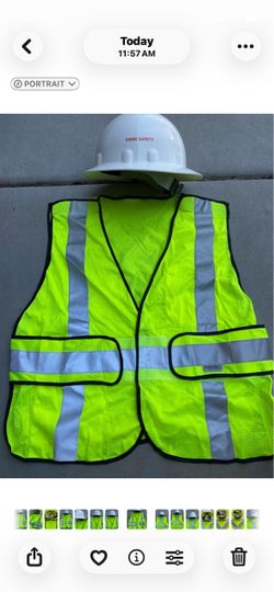Fibre-Metal SuperEight Thermoplastic Full Brim Hard Hat..& 3M Reflective Construction 🦺 Vest