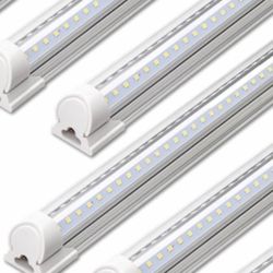 LED Shop Lights, 40W 5500LM 5000K, 4FT Integrated Fixture, V Shape,T8 Light Tube, Daylight White, Clear Cover, High Output, LED Shop Lights for Garage