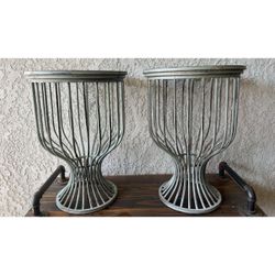 Pair of Metal Wire Urn Planters