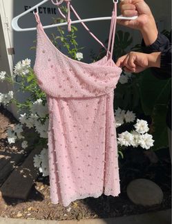 Authentic Oh Polly Pink Beaded Mini Dress (UK 10 / US 6)