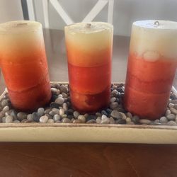 Candles/decorative Candle Plate/polished Rocks 