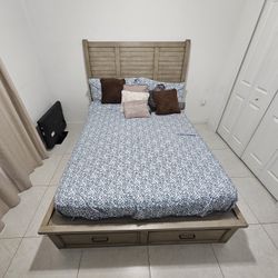 Wooden Queen Bed with drawers
