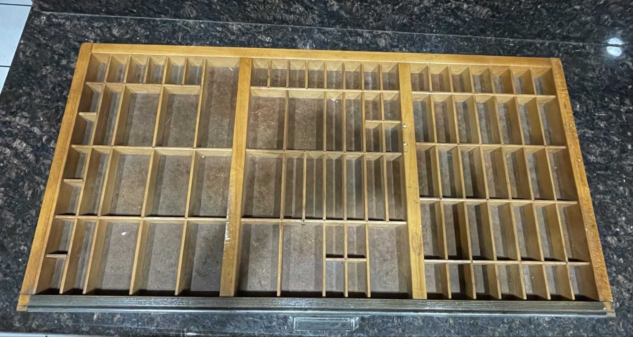Thompson Cabinet Co Wooden Printers Drawer Letterpress Type Set Tray Shadow 32x16.5 - used Coral Springs 33071