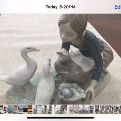 Lladro…Little Girl Feeding Her Geese . NEW 20% Price Discount