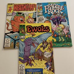 MARVEL/STAR Comic Books From 1985: Heathcliff (4/1/85), Fraggle Rock (8/3/85) and EWOKS (9/3/85) in Very Good Condition (ungraded)