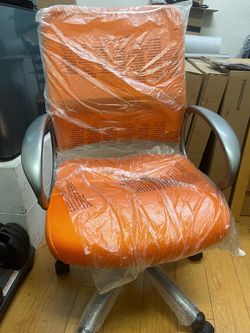 Orange Mesh Office Chair with Wheels