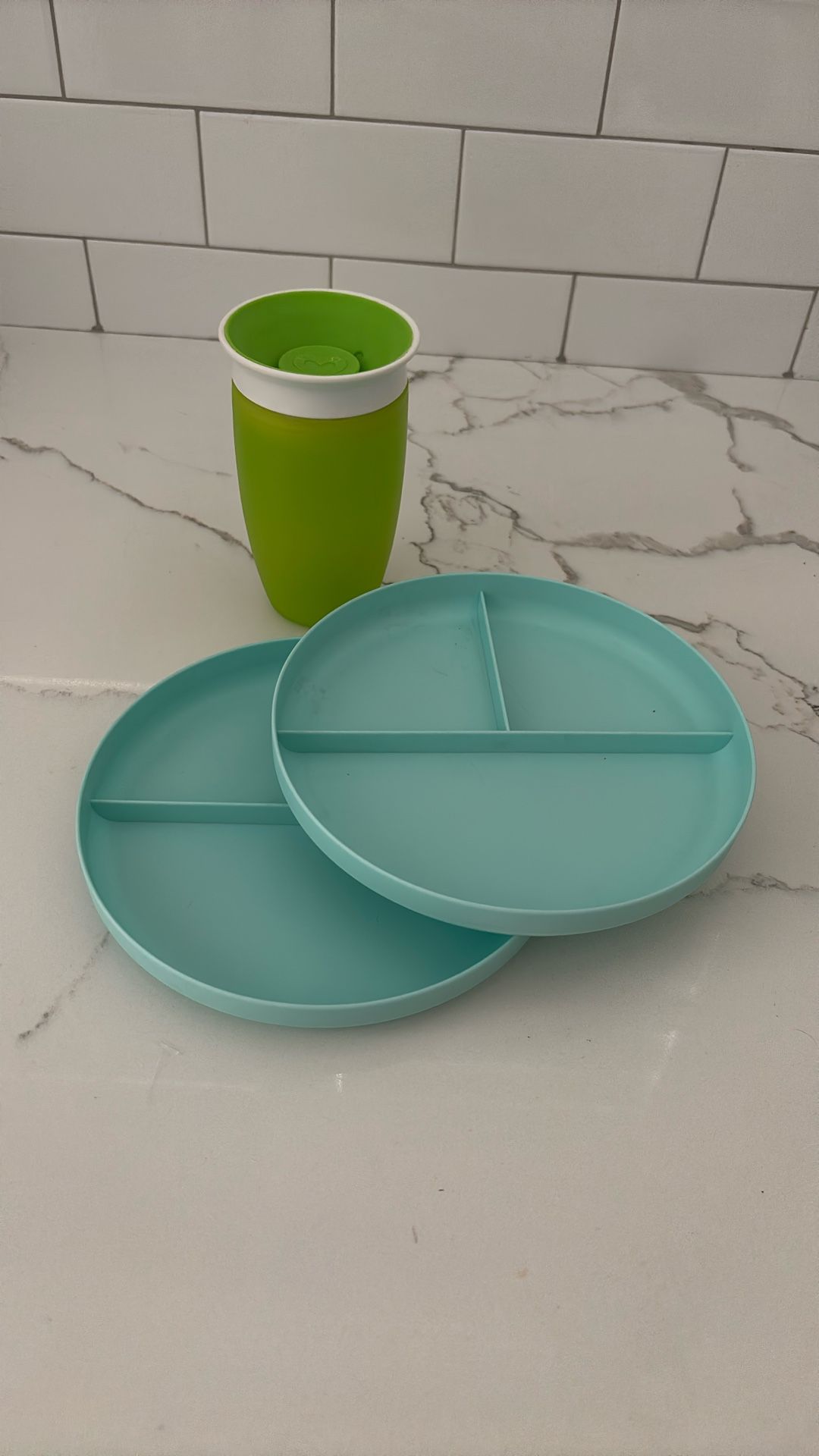Toddler sippy cup, and plates