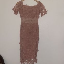 Dusty Rose or Mauve-colored Floral Lace Overlay 