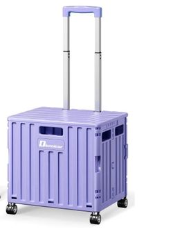 New -Folding Utility Cart with Lid, Portable Rolling Crate Handcart Collapsible Shopping Trolley,