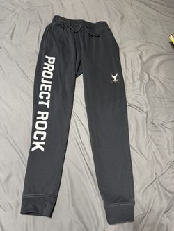 Mens size S Under Armour Project Rock Pants  Black Terry Jogger Sweatpants