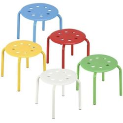 Plastic Stack Stools Portable Nesting Stools Flexible Seating Stackable Bar Stools with Round Top 8 Holes Assorted Color for School Classroom Decorati