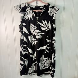 Loft Palm Ruffle Button Dress Size Large