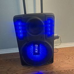 Portable Bluetooth Karaoke Party Speaker w/ Wheels, USB, FM Radio & LED Lights