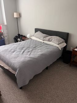 Dark Grey Queen Platform Bed (Amazon)