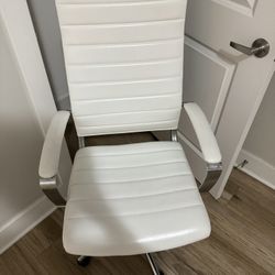 Faux Leather White Desk Chair 