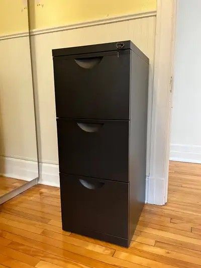 IKEA ERIK Black Metal Filing Cabinet With Lock
