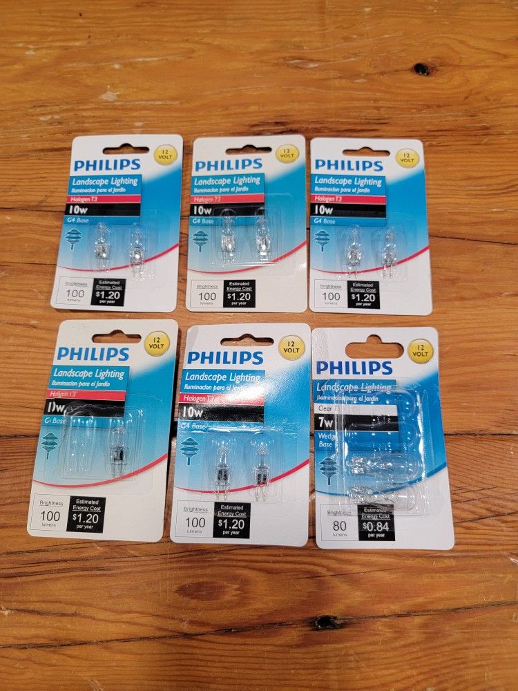 Phillips Landscape Lights Halogen T3 10W G4 Base 9 bulbs & T5 Wedge Base 2 Bulbs