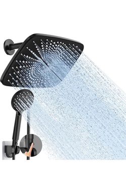 Veken 11.8 Rectangle Inch High Pressure Rain Shower Head -Shower Heads with 6 Modes Handheld Spray Combo- Wide shower with 70" Hose - Adjustable Dual
