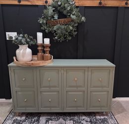 💚 green buffet table apothecary entryway cabinet sideboard hall accent tv stand baby nursery dresser coffee bar