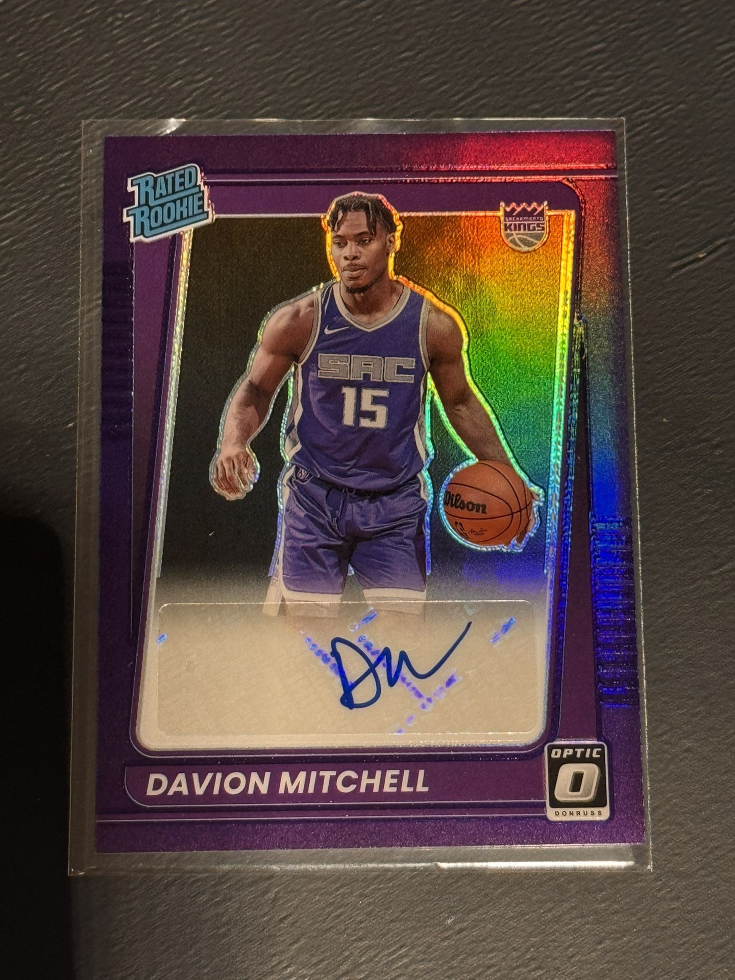 2021 Davion Mitchell Rated Rookie Purple Auto #155 Sacramento Kings