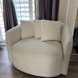 Beautiful Drew Accent Chair by Drew Barrymore, Cream Boucle (Damaged)