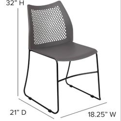Flash Furniture Hercules Series Contoured Lobby Chairs with Air-Vent Honeycomb Backs, Ergonomic Stacking Chairs for Offices, Gray