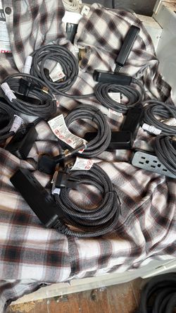 Black Braided Extension Cord Power Strips – Lot of 6