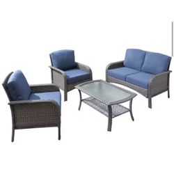 Denali Gray 4-Piece Outdoor Patio Conversation set