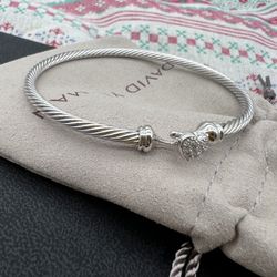 David Yurman Women's Classic Cable Diamond Heart Bracelet 4mm