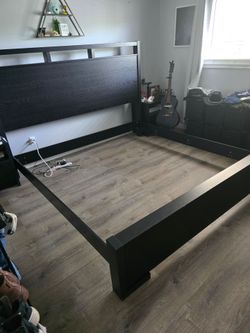 Black Wood king Bed Frame