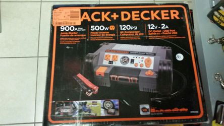 Black and decker jump starter, power inverter, air compressor, and DC outlet / USB port