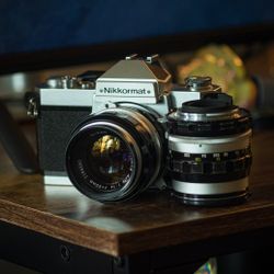 Nikon Nikkormat FT2 35mm film camera Nikkor 50mm 1.4 & 28mm 2.8