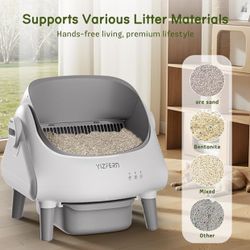 Self Cleaning Litter Box for Multiple Cats, Automatic Cat Litter Box with App Control, Open Top Design, Safety Protection, Ultra-Quiet, Waste Bags, La