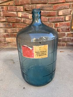 Vintage Sparkletts 5 Gallon Water Bottle with Wood Barrel Style Crate