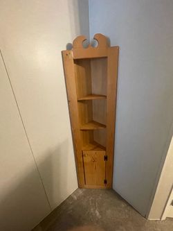 Rustic Pine Corner Shelf with Storage