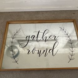 Like New 36” long x 24.5” high wall decor. Super cute. Has silver background  with black lettering. Almost is like a mirrored background 